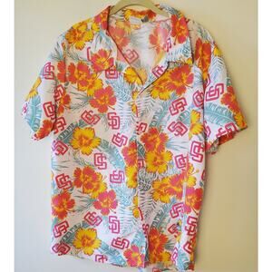 Mens SD Padres BDA Pink Short Sleeve Hawaiian Button-Up Sports Shirt Size L